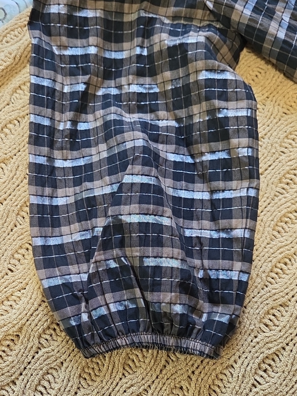 Barbour 'Lorelei' Brown Plaid Popover Blouse - Size 10 - Picture 5 of 9